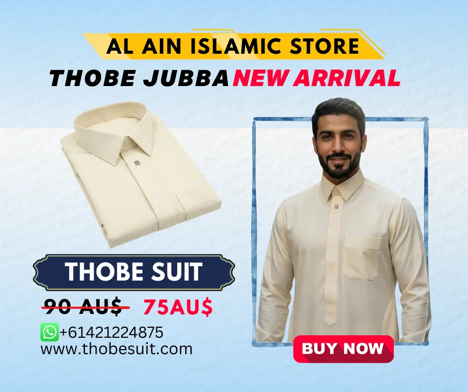 Thobe Sute Jubba thobe for men Australia (10) Thobe for Men's OffWhite Arabic Emirati Stylish Fashion Suit - Image 1