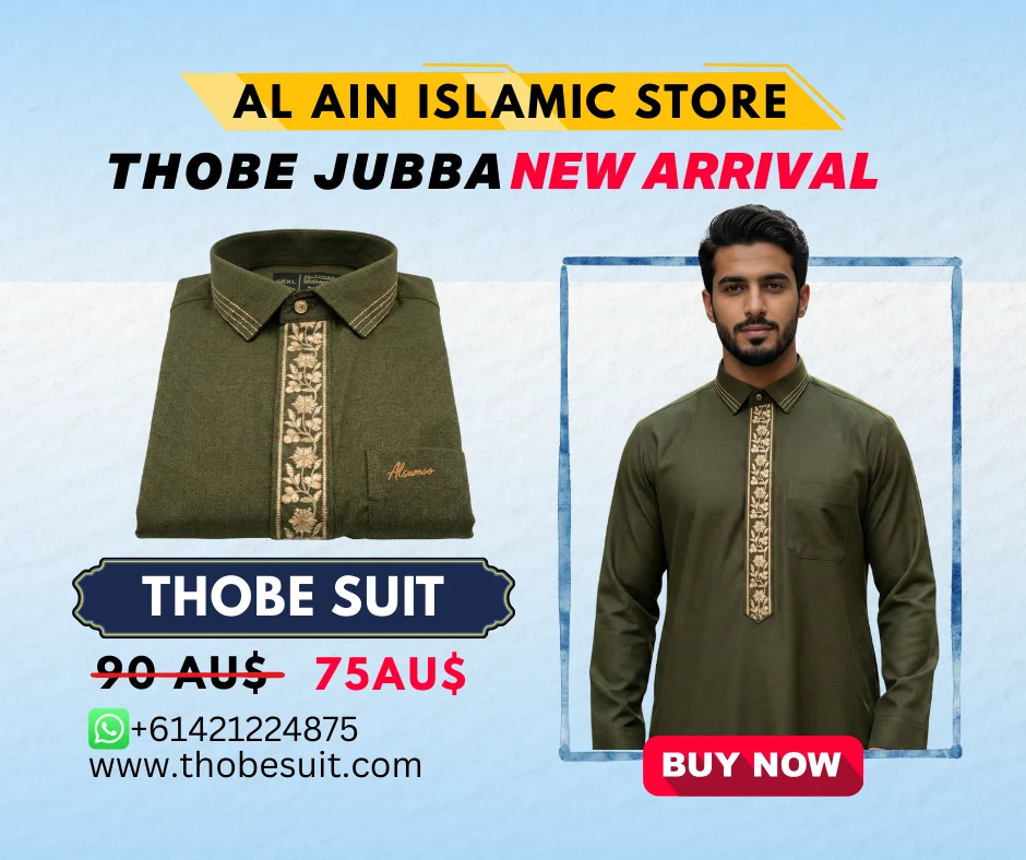 Thobe Sute Jubba thobe for men Australia (12) Thobe Jubba for Men's Stylish Fashion Mehndi Green Mustard - Image 1