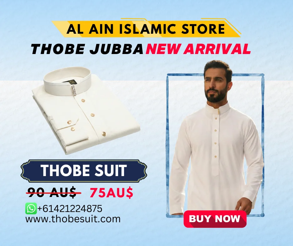 Thobe Sute Jubba thobe for men Australia (3) Thobe Jubba for Men's White Arabic Traditional Suite - Image 1