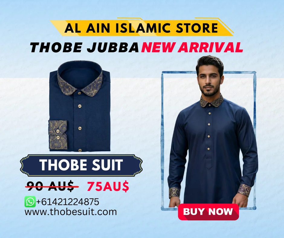 Thobe Sute Jubba thobe for men Australia (8) Thobe for Men's Blue Arabic Emirati Stylish Fashion Dress - Image 1